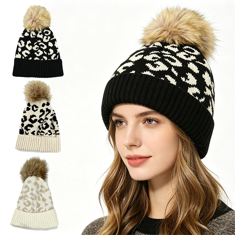 Autumn and winter leopard prin - đánh giá và giá Beanie Cuffed Knit